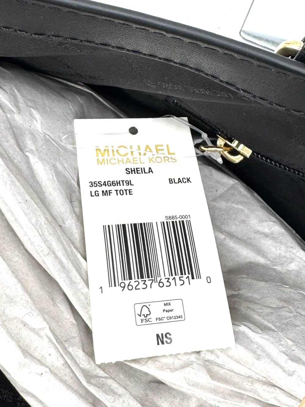 Michael Kors Bag Large Sheila Mf Tote Bag Black/Gold - Picture 10 of 10